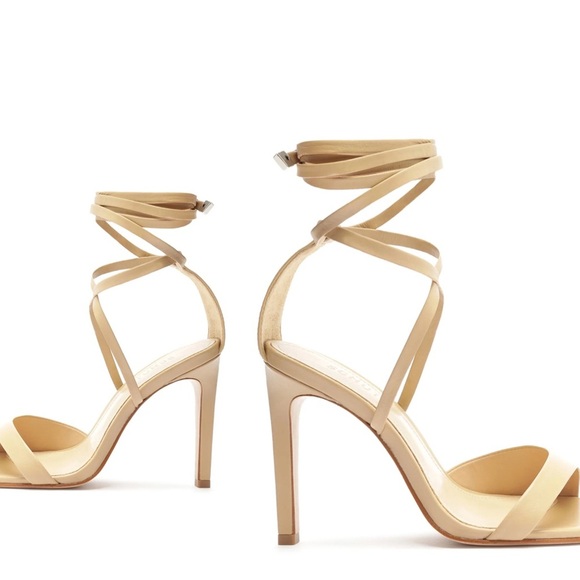 🌻NEW W/Tag Schutz Bryce Nude Nappa Leather Lace-Up Strappy Heel Sandal Size 7.5 - Picture 3 of 14